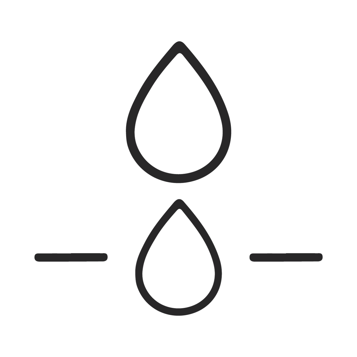 Two black droplet icons on a white background